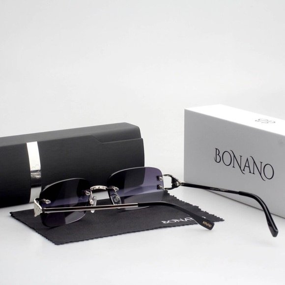 Bonano Venician Rimless SIlver Frames Sunglasses Glasses Vintage Designer - Picture 7 of 8